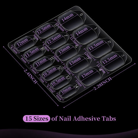 600 Pieces Press On Nail Adhesive Tabs Set With 15 Sizes For Perfect Fit No Glue Needed Easy On Wear Clear And Yellow Finish