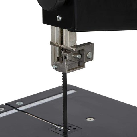 Close-up of blade mechanism on Powerful 4.2 Amp 10-Inch Benchtop Band Saw For Woodworking With 4.5-Inch Cut Depth, 10-Inch Capacity