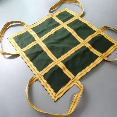 Heavy Duty Cargo Net Rock Solid Tear Resistant Lifting And Haulin Sling For Pallets 1.5 To 2 Ton Capacity Bulletproof Load Securement 100X100 Cm, green and yellow fabric design.