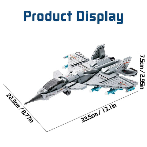 Realistic Fighter Jet Build Kit With 577 Pieces For Hands On Play Foldable Wings Dual Engines Clear Cockpit STEM Construction Blocks