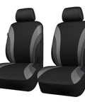 Sporty Front Seat Covers For Cars, SUVs, And Trucks, Universal Fit, Airbag Compatible, Black And Gray Two Front Seats Kit With Headrest Covers