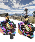 Heavy Duty Hydraulic Disc Brake Set For Mountain And Road Bikes Sturdy Aluminum Alloy Calipers on scenic mountain trail.