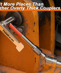 90 Degree Grease Gun Coupler With No Fuss 360 Degree Swivel And Quick Release 12000 PSI Fitting in use on machinery