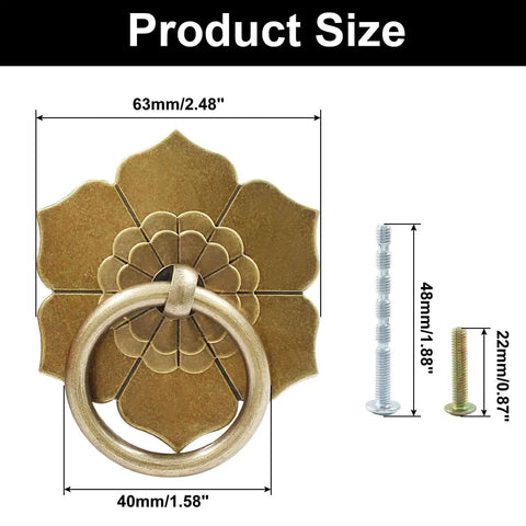Badass Antique Bronze Ring Pull Handles For Kitchens And Cabinets Featuring A Slick Floral Pattern dimensions with mounting screws