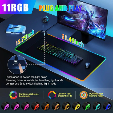 Wireless Charging Desk Pad With Built In Mouse Pad And Phone Holder And RGB Lighting for home office setup
