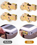 Replacement 4 Pack 1-1/4 Inch Sliding Door Rollers With Steel Ball Bearings for patio glass and screen doors before after comparison