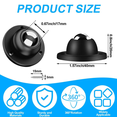 Dimensions of Self Adhesive Caster Wheels 360 Degree Rotating Swivel Castors 1 Inch Steel Universal Wheel for furniture