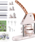 3 In 1 Button Maker Kit With Ergonomic Arc Handle For 25mm, 32mm, And 58mm Badges, includes 300 parts and circle cutter.
