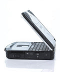 Toughbook CF31 MK3 Badass Rugged Laptop Featuring Rock Solid Heavy Duty Armor side view showing open lid and keyboard.