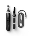 Weed Whacker 3.0 Pro Electric Nose, Ear, And Eyebrow Trimmer With SkinSafe Dual Head System, LED spotlight, and attachments shown.