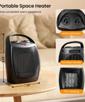 Compact Ceramic Space Heater With Adjustable Thermostat And Overheat Protection, Ultra Portable Cozy Office And Kitchen Warmer