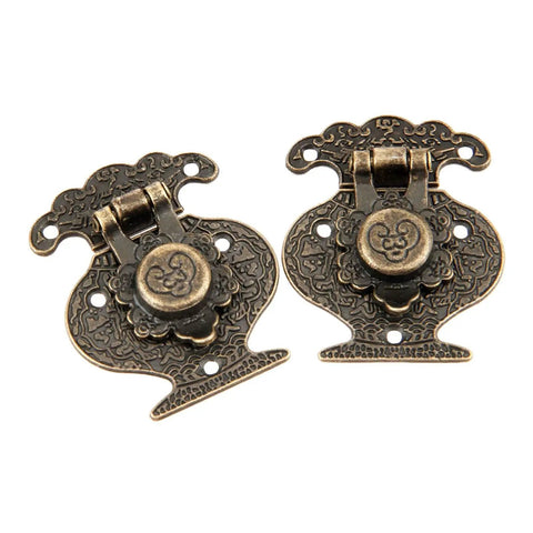 Two Pack Key Hasp Lock Antique Brass For Wooden Jewelry Boxes And Gift Boxes, Decorative Latch With Screws, Fits 40mm And 51mm Boxes