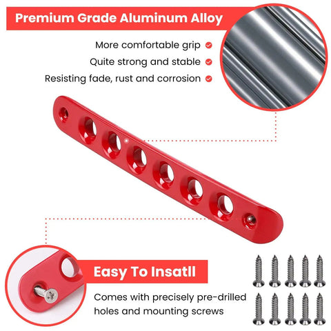 Red Aluminum Grab Handle Inserts And Push Button Knob Covers Trim for Jeep Wrangler featuring screws and aluminum alloy details