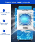 Heavy Duty Portable Evaporative Swamp Cooler Packing Three Fan Speeds One Twenty Degree Sweep And A Massive Hundred Gallon Tank with ice curtains.
