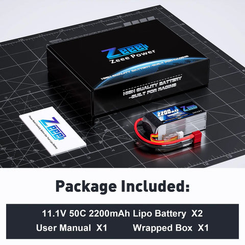 3S 11.1V 2200mAh 50C Shorty Lipo Battery Pack With T Connector For RC Cars Trucks Boats Drones Quadcopters Helicopters FPV Hobby Models Dual Pack Bundle packaging and contents