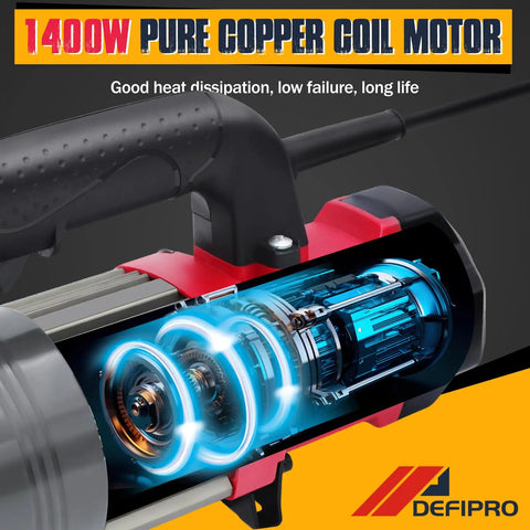 Image of the 1400W pure copper coil motor of the Heavy-Duty 7/8 Inch Electric Hydraulic Rebar Cutter for durability.