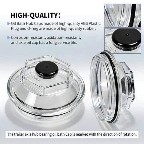Four Piece Oil Bath Hub Cap Set For Dexter Axles 9K 10K 12K 15K With 4 Inch Thread Trailer Axle Hub Bearing Oil Cap 21 36