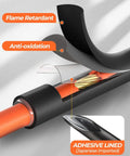Cross-section of 400 Pcs Heat Shrink Tubing Kit With 3 To 1 Shrink Ratio Adhesive Lined Marine Grade Black Tubing.