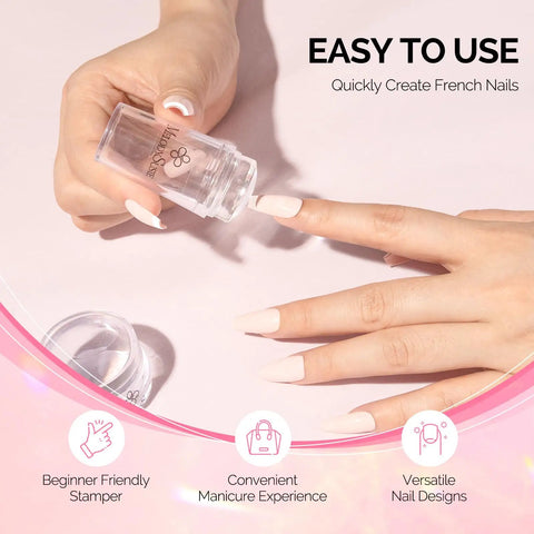 French Nail Stamper Kit With Upgraded Secure Fit Silicone Stampers And Scrapers For French Tips DIY Nail Art At Home Or In Salon