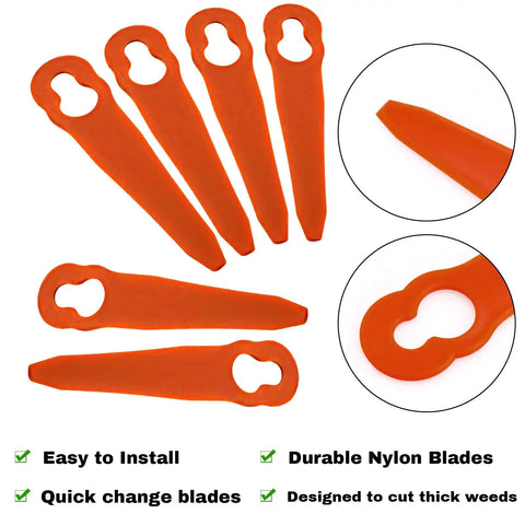 48 Piece Plastic Trimmer Head Blade Set Replacement For PolyCut 2 2 4008 007 1000 showing red blades on white background