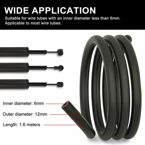 Internal Housing Damper Foam Sleeve For Bicycle Cables 63 Inch 6mm Foam Tube 1.6M in black, showing diameter details and coil.