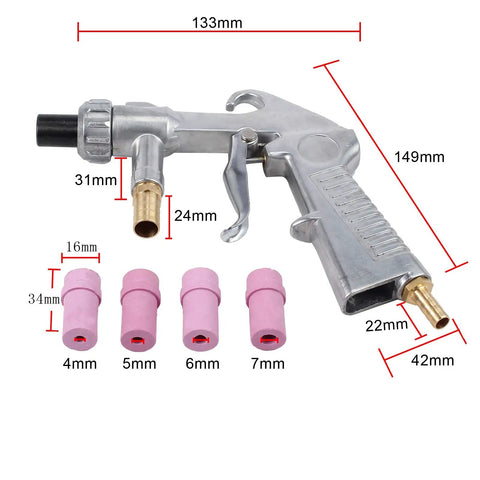Sand Blaster Gun Kit With 4 Ceramic Nozzles And Extra Iron Nozzle Tip Set For Surface Sanding And Marble Engraving