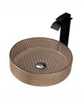 Modern Rectangular Tempered Glass Vessel Bathroom Sink Slick Finish Hella Durable Hassle Free Mounting with geometric pattern.