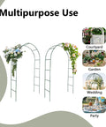 Two Pack Beefy Heavy Duty Metal Garden Arch Trellis For Climbing Plants Roses And Vines, Rustproof Outdoor Archway shown with flowers