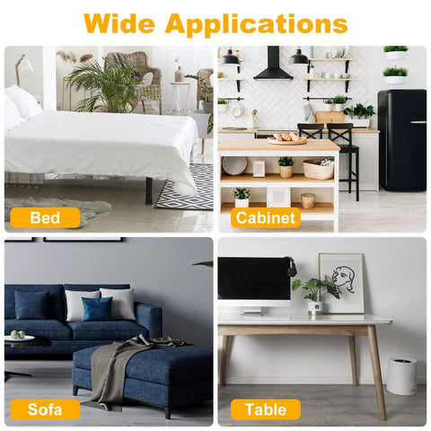 Wide applications of Heavy Duty Bed Support Legs 8 Pack Adjustable Height Center Supports For King Queen Bed Frame Slat Replacement Furniture Glides.