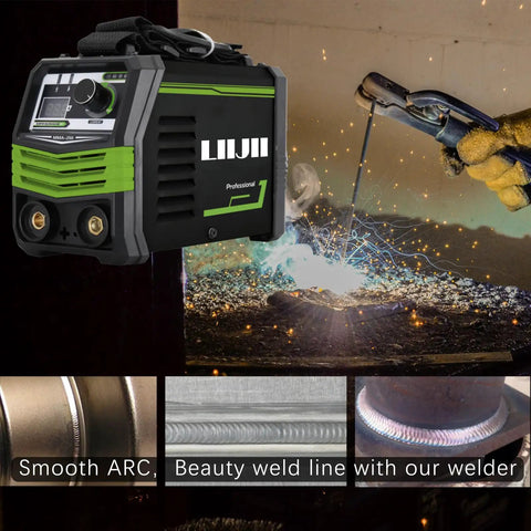 Portable 110V 250A MMA ARC Welder for Home DIY, digital display inverter stick welding machine in action creating sparks