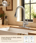 Vintage Kitchen Faucet With Pull Down Sprayer In Brushed Nickel Finish showcasing a high arc spout in a modern kitchen setting.