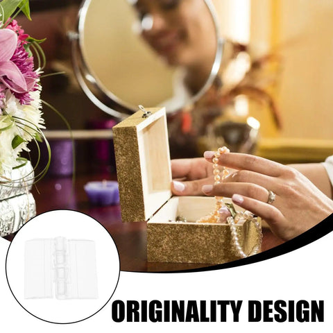 Clear Acrylic Small Folding Hinges 10 Pack For Jewelry Boxes And Display Cabinets with gold box