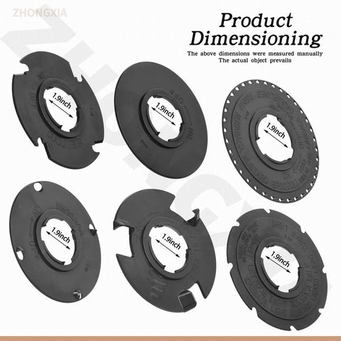 Six seed plates from 12 Piece Standard Seed Plate Set For 1001B Garden Seeder Includes Light Carrot Lima Bean Popcorn Cucumber Broccoli.