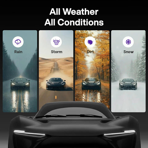 Built Tough All Weather Windshield Wiper Blades For Honda Odyssey 2005 To 2022 Three Pack in rain, storm, dirt, and snow conditions.