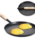 Preseasoned 8 Inch Frying Pan Skillet With Detachable Wooden Handle, Ultra Lightweight Griddle Pan For Camping And Indoor Outdoor Cooking, Black Finish For Backyard Sizzle And Easy Cleanup with pancakes