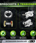 3.5 EcoBoost Timing Chain Kit With Tensioner For 2011 To 2017 3.5L EcoBoost Engines showing sprocket and tensioner parts