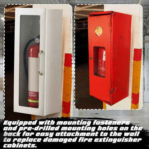 Rock Solid Two Pack White Steel Fire Extinguisher Cabinet Built Tough For Wall Or Surface Mount Features Clear Acrylic Window To Secure Your Ten Pound Emergency Gear And Keep The Household Totally Locked And Loaded