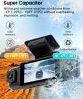 Four Channel Dash Cam With 360 Degree View And 1080P Front, Rear, Interior And Side Cameras For Cars, snow and heat tolerance display.
