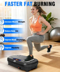 Vibration Plate Exercise Machine For Full Body Training And Muscle Activation Fitness Platform used by a woman doing lunges at home.