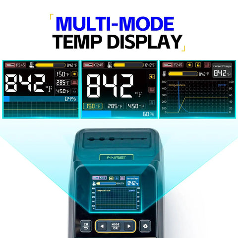 Beefy 200W High Power Soldering Station Kit With Two Helping Hands Fast Heat Up One Second Heat Up Three Second Melt 100 to 240V Compatible Smart Temperature Control Copper Transformer For Precision Electronics mult-mode temp display and screen