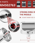 Frigidaire Gas Range Stove Knobs Replacement Kit showing universal ABS control knob with dimensions and D shaft insert size