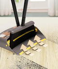 Heavy Duty Standing Broom And Dustpan Combo Set With Adjustable Long Handle Upright Floor Cleaner No More Bending For Kitchen Indoor Commercial Daily Cleanups close-up of broom and dustpan on floor