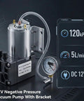 12V DC Mini Vacuum Pump Featuring Dead Quiet Diaphragm Design And Integrated Suction Holder For Aquariums Coffee Makers And Smart Home Automation Projects Delivering Smooth Operation And Knocks Out Negative Pressure Jobs in silver with specifications.