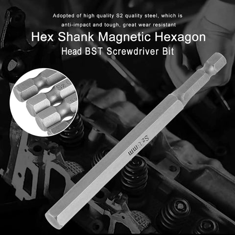 Ultimate 8 Pc Hex Screwdriver Bits Set With Rock Hard S2 Alloy Steel Magnetic Tips And 100mm Length For Electric Drill And Hand Tools, 100mm S2 hex bit