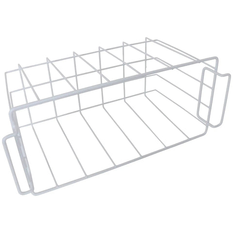 Freezer Basket Replacement For Frigidaire Kenmore Sears Electrolux 5304439835, white wire basket with handles, side view