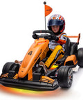 Child driving McLaren Licensed 24V Kids Electric Go Kart With Dual 200W Motors F1 Drift Style Ride On Car Adjustable Seat
