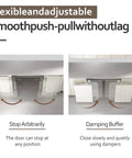Beefy Heavy Duty Sliding Cabinet Door Hinge Handles Up To 17.6 Lbs, illustrating adjustable and smooth push-pull action