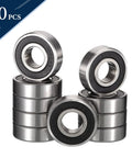 HiPicco 1602-2RS deep groove ball bearings, chrome steel, double shield, 1/4" ID x 11/16" OD x 1/4" width, 10 pcs
