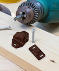 20 Pack Plastic Ball Catch Latches For Cabinets And Cupboards with screws and drill on wood surface
