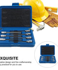 3 8 Inch Drive Badass Xxl Extra Long Bits Socket Wrench Set with Heavy Duty Ratcheting Tools in blue case and tools.